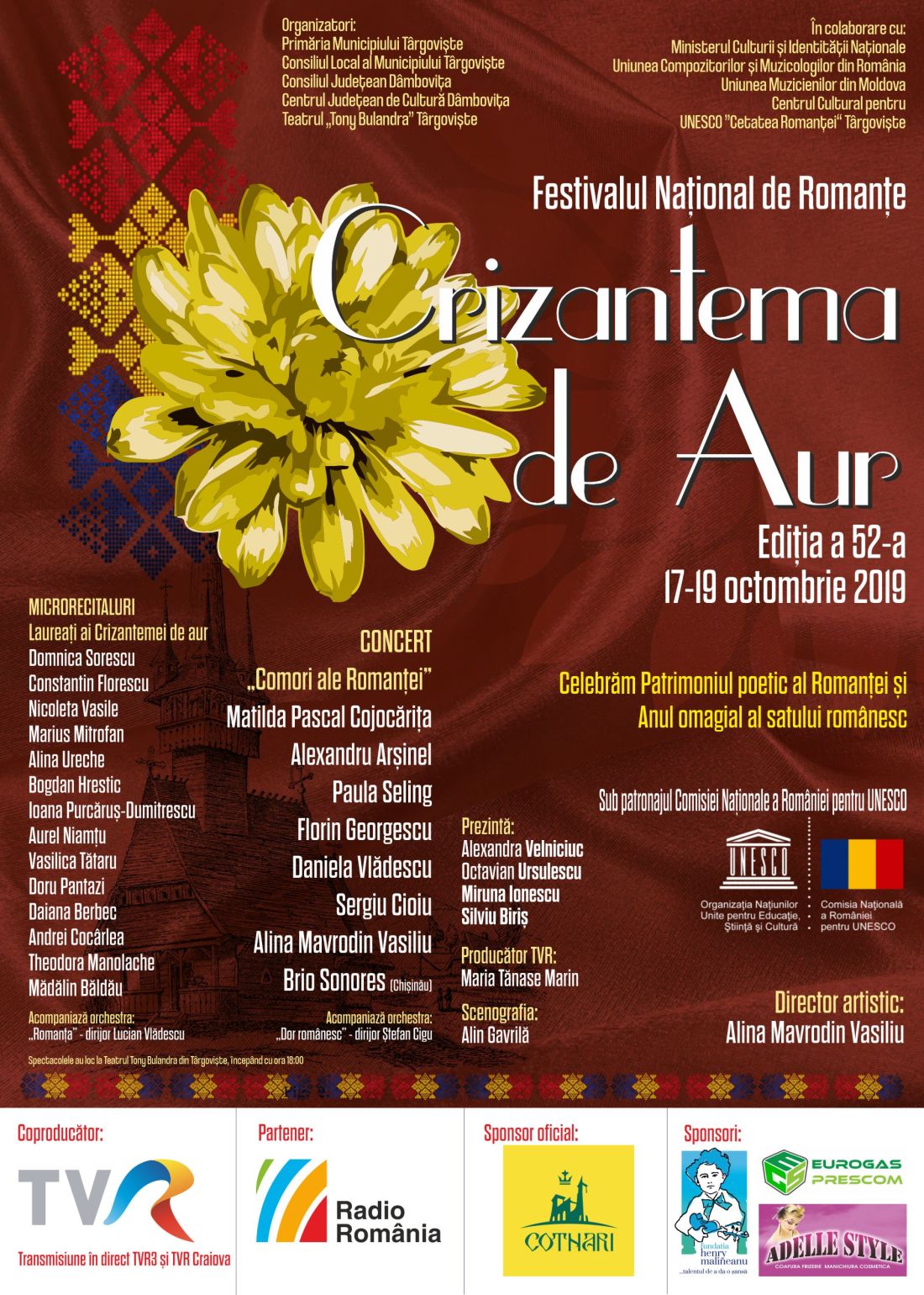 Afis Crizantema de Aur 2019.3.1100 (foto credit Centrul Cultural pentru UNESCO „Cetatea Romanţei” Târgovişte)