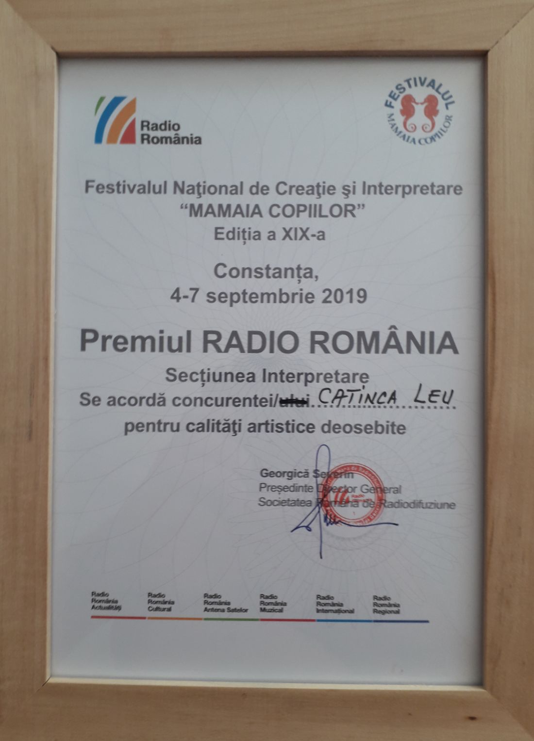Diploma Premiul Radio Romania - Interpretare Mam. Cop. 2019 - Catinca Leu.1100 (foto by Bogdan Dragomir)